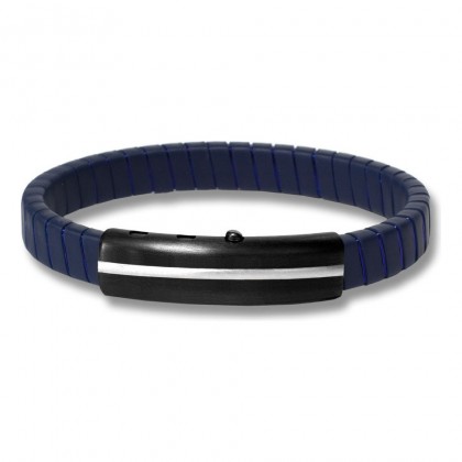 Borsari Blue Synthetic Rubber & Blue Copper Bracelet