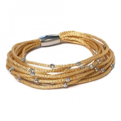 Borsari Golden Colour Multistrand Bracelet With 925 Silver Beads