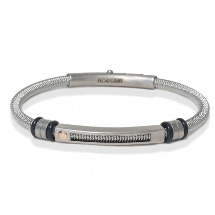 Borsari natural steel bangle/one 18k gold screw