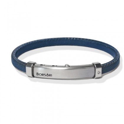 Borsari blue stainless steel bangle/diamond