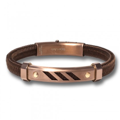 Borsari brown polyester, stainless steel clasp with rose gold screws