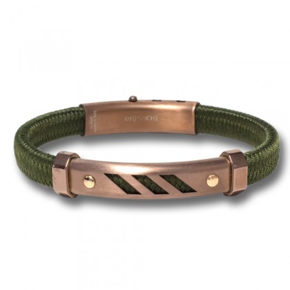 Borsari green polyester, stainless steel clasp with rose gold screws