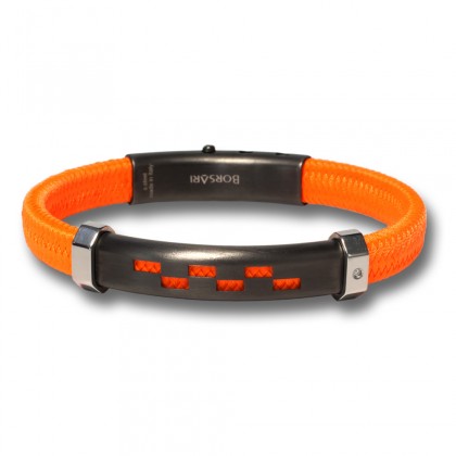 Borsari orange polyester, stainless steel clasp with diamond