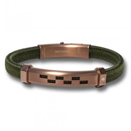 Borsari green polyester, stainless steel clasp with diamond