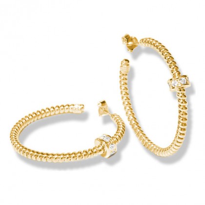 Borsari Hoops In Yellow Gold Plated Silver With Crystals
