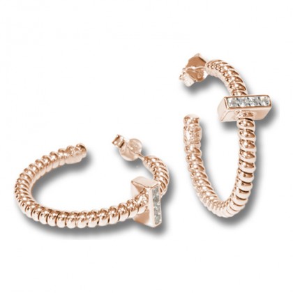 Borsari Hoops In Rose Gold Plated Silver With Crystals