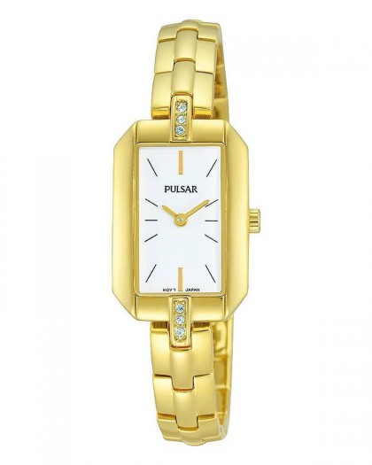 Pulsar Quartz White Dial Crystals Gold Tone Women's Watch