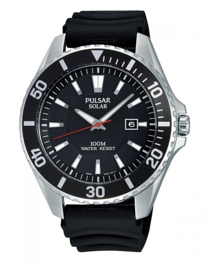 Pulsar Solar Black Dial Men's Watch