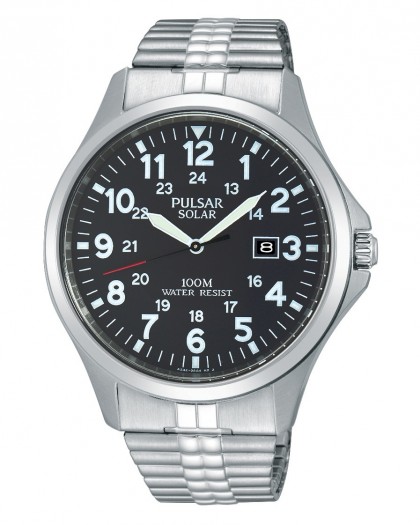 Pulsar Solar Black Dial Men's Watch