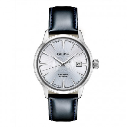 Seiko Presage Leather Band Automatic Stainless Steel Watch SRPB43