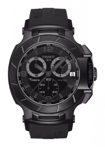 Tissot T-Race Men's Quartz Chronograph Black Dial Watch with Black Rubber Strap T0484173705700