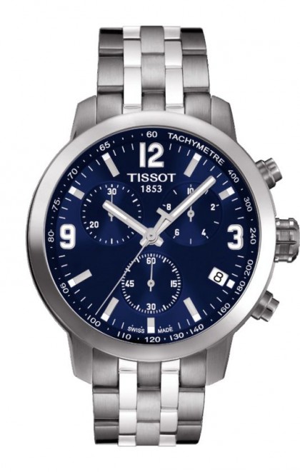 Tissot PRC 200 Men's Quartz Chrono Blue Dial Watch with Stainless Steel Bracelet T0554171104700