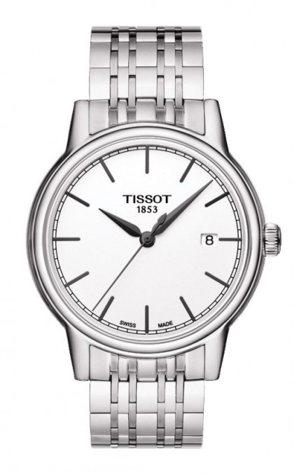Tissot Carson Men's Quartz White Dial Watch with Stainless Steel Bracelet T0854101101100