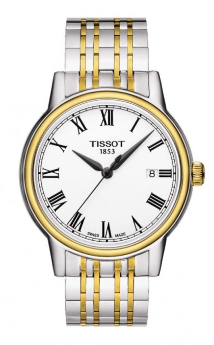 Tissot Carson Men's Quartz White Dial Watch with Two-Tone Stainless Steel Bracelet T0854102201300