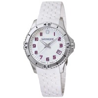 Wenger Squadron Lady White Dial White Silicone Rubber Strap 0121.103