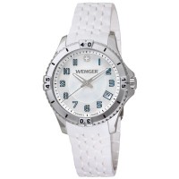 Wenger Squadron Lady White Dial White Silicone Rubber Strap 0121.104