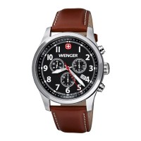 Wenger Terragraph Chrono Black Dial Brown Leater Strap 0543.102