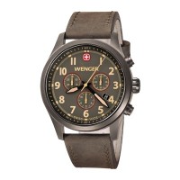 Wenger Terragraph Chrono Gun Metal Dial Brown Leater Strap 0543.103