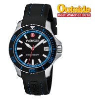 Wenger Women's Sea Force Black & Blue Dial Black Silicone Strap 0621.102