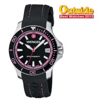 Wenger Women's Sea Force Black & Pink Dial Black Silicone Strap 0621.103