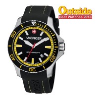 Wenger Men's Sea Force Black & Yellow Dial Black Silicone Strap 0641.101