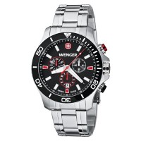 Wenger Sea Force Chrono Black & Red Dial Stainless Steel Bracelet 0643.101
