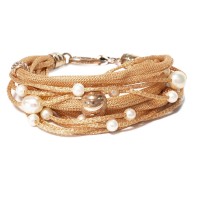 Honey colour bracelet with sparkling silver beads and pearls brag0805a