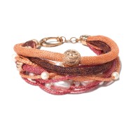 Red shades colour bracelet with sparkling silver beads and pearls brag0812a