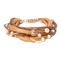 Yellow shades colour bracelet with sparkling silver beads and pearls brag0813a