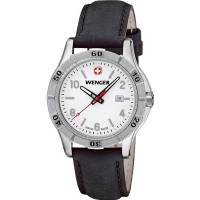 Wenger Platoon White Dial Black Leater Strap 0921.102