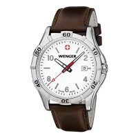 Wenger Platoon White Dial Brown Leater Strap 0941.101