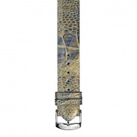 Blue and Gold Metallic Ostrich Strap