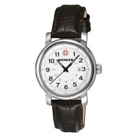 Wenger Urban Classic Silver Sunray Textured Dial Brown Leater Strap 1021.101