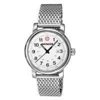 Wenger Urban Classic White Textured Dial Stainless Steel Mesh Bracelet 1021.103