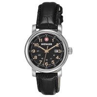 Wenger Urban Classic Black Sunray Textured Dial Black Leater Strap 1021.105