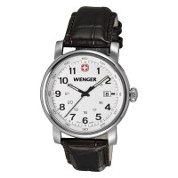 Wenger Urban Classic Silver Sunray Textured Dial Brown Leater Strap 1041.101