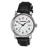 Wenger Urban Classic Silver Sunray Textured Dial Black Leater Strap 1041.102