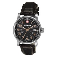 Wenger Urban Classic Black Sunray Textured Dial Brown Leater Strap 1041.104