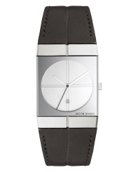 Jacob Jensen Icon Stainless Steel Silver Dial Leather Band Men's Watch 232