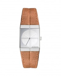 Jacob Jensen Icon Stainless Steel Brown Leather Band Women's Watch 243