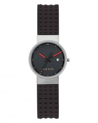 Jacob Jensen Clear Titanium Black Dial Rubber Band Men's Watch 410