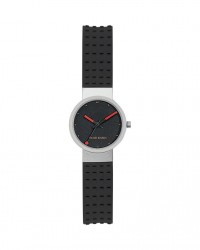Jacob Jensen Clear Titanium Black Dial Rubber Band Women's Watch 420