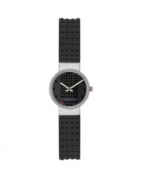 Jacob Jensen Clear Titanium Black Dial Rubber Band Women's Watch 422