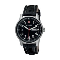 Wenger Commando Day Date XL Black Dial Black Leater Strap 70164
