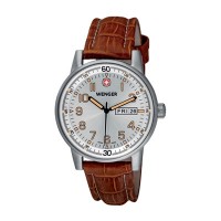 Wenger Commando Day Date XL Silver Dial Brown Strap 70170