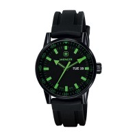 Wenger Commando Day Date XL Black Dial Black Silicone Strap 70172