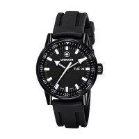 Wenger Commando Day Date XL Black Dial Black Silicone Strap 70175