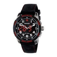Wenger Nomad LED Compass Black Dial Black Silicone Strap Red LED 70430