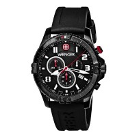 Wenger Squadron Chrono Black Dial Black Silicone Strap 77053
