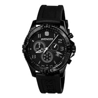 Wenger Squadron Chrono Black Dial Black Silicone Strap 77054